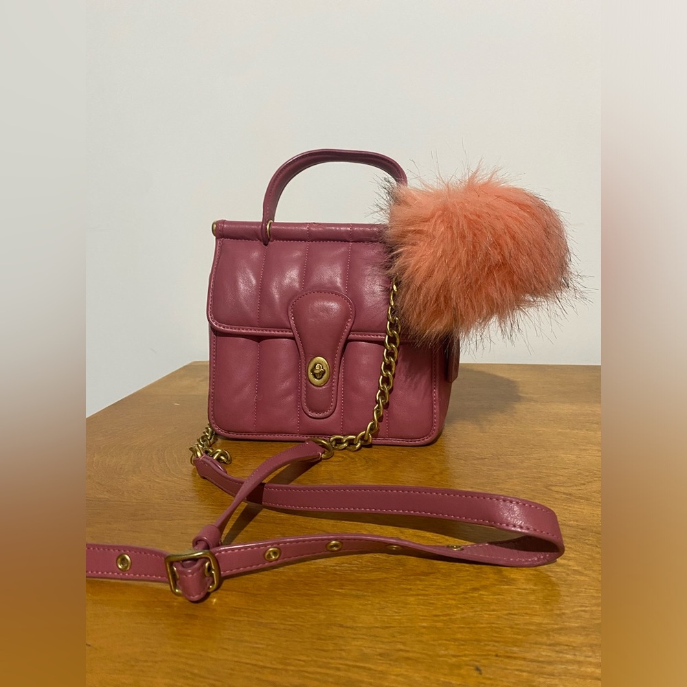 Elegant Pink Quilted Coach Mini Handbag - Picture 2 of 9